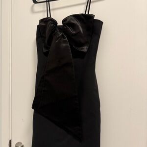 Marc Jacobs Black Strapless Dress with Satin Bow Detail